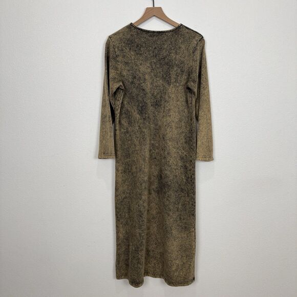 Vtg Focus 90s Dress & Vest Set Womens Small Brown 100% Cotton Lagenlook Hippie - Picture 7 of 16